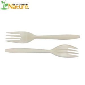 Eco-green Top Quality Nature Color 6inch Biodegradable Cornstarch Fork