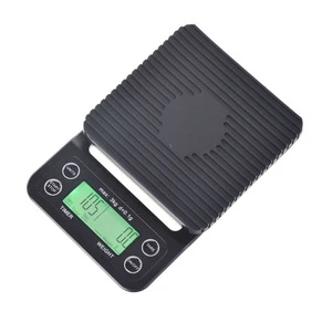 Ecocoffee 3kg/0.1g Mini Digital LED Display Coffee Drip Electronic Scale with Timer Black/Red Kitchen Timing Scale