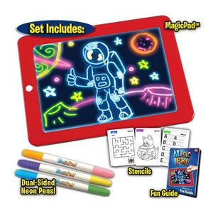 Educational plastic LED board 3d magic eraser led light drawing board with neon pen