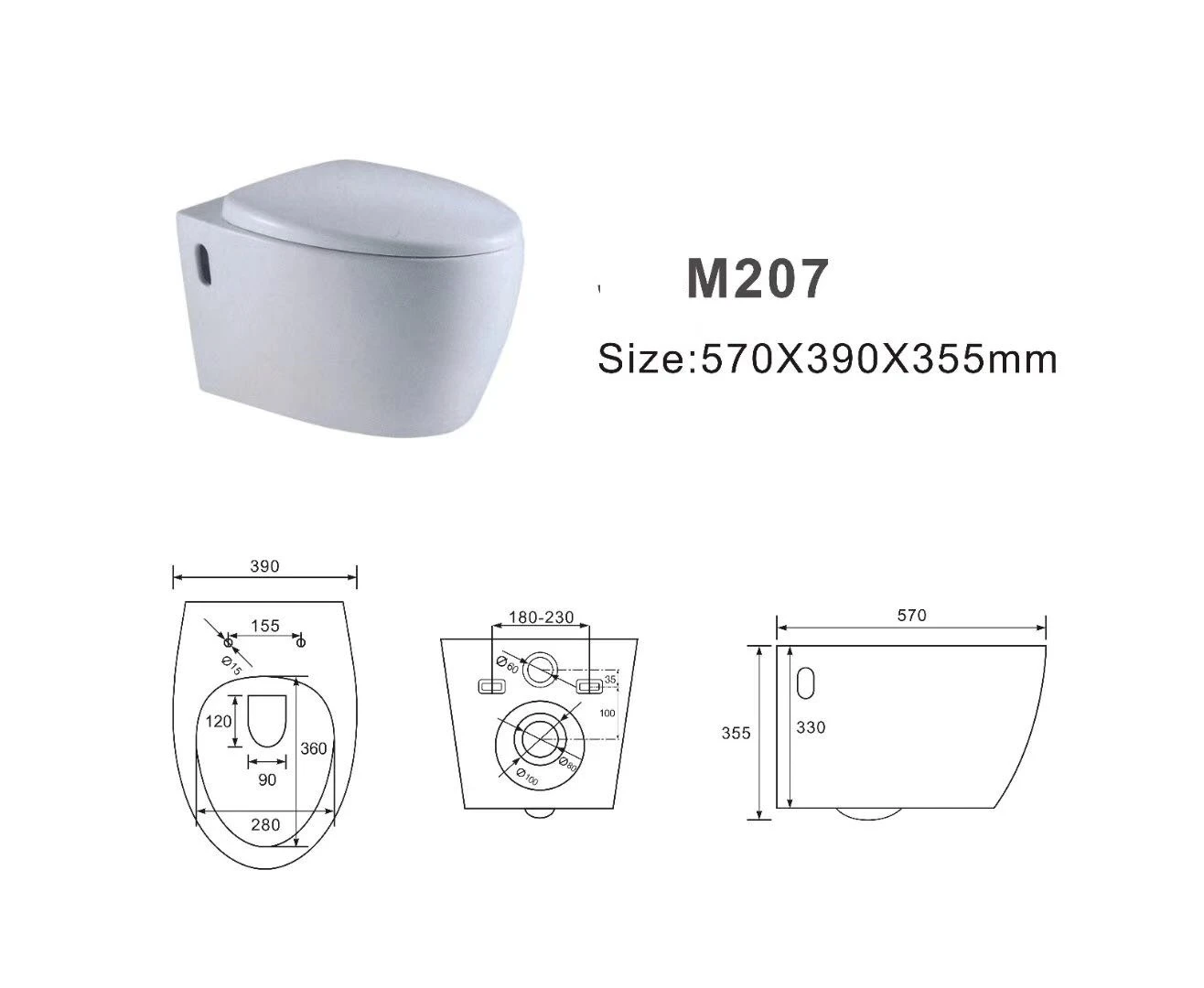 european  concealed water tank  Rimless wall mounted wall hung toilet WC with cistern