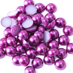 Factory 2mm-14mm Pop Colors ABS  half cut pearls flatback loose white plastic half round pearls for necklace