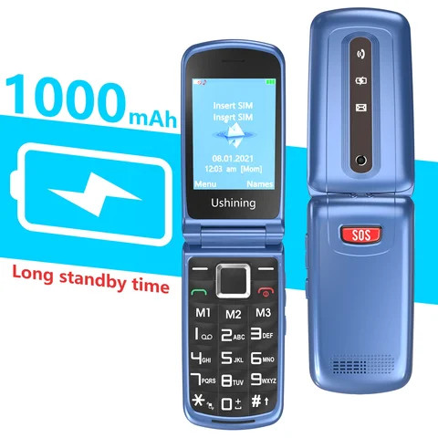 Factory Direct Sale  2G Flip Phone GSM Big Button 2.4 Screen  Basic Cell Phone Feature  Phone FM Bluetooth for Elderly People