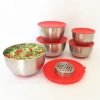 Factory kitchen cake baking fruit salad bowl metal stainless steel mixing bowls set with grater lid