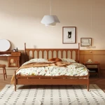Factory Luxury Carbonized poplar solid wood furniture Vintage style double bed Luxury bedroom furniture