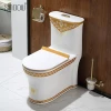 Factory supply ceramic golden women siphonic one-piece wc toilet with 3D carving