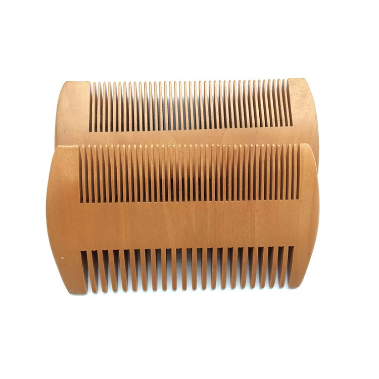 Factory wholesale Amazon hot sale OEM simple design home use pocket natural wood black mens beard hair comb with logo