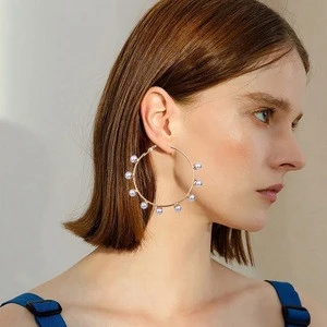 Fashion Gold Hoop imitation pearl Earring wholesale E0098