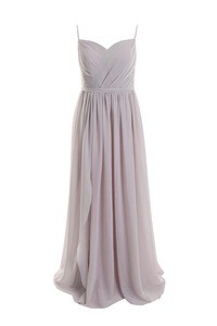 Floor Length Spaghetti Straps Sweetheart Chiffon Grey Goddess Bridesmaid Dresses With Slit And Cowl Back made to order dress