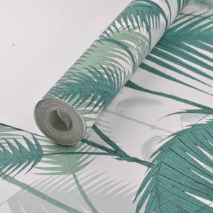 Floral Forest Natural Plant Non-woven Wall Paper Wallcoving Green Tropical Jungles Palm Tree Leaves Wallpaper Decoration