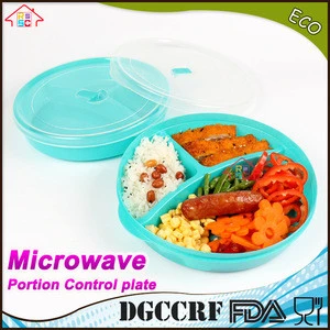 Food Grade Microwave Clear Plastic Food Storage container set 3-Compartment Divided Plates with Lid Lunch Box Kitchen Storage