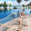 Free Sample Cotton Rope Double Net Hammock with Wood Spreader