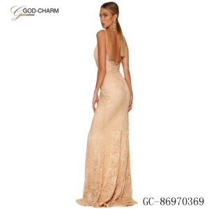 GC-86970369  Wholesale Pretty Women Dresses Lace Sleeveless Bridal Wedding Party Gown Evening Dresses Long