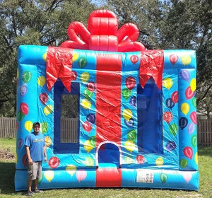 Gift box moonwalk inflatable bouncer jumping bouncy castle bounce house