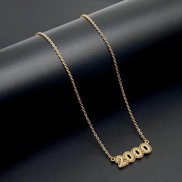 gold plated diamond stainless steel 1995-2005 year pendant necklace for women
