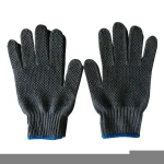 Good Quality Anti-slip Cotton Dotted Work Protective Hand Gloves With Black Point Bead