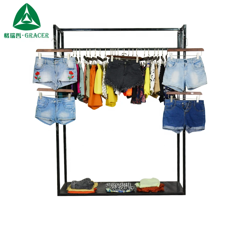 Grade aa used clothing embroidered denim shorts used second hand clothes in kenya