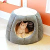 Gray Plush Laurel Cattery Cat House