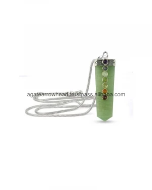 Green jade Flat Stick 7 Chakra stone pendants : agate stone pendants