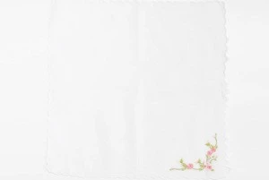 Hand embroidery flower theme handkerchief