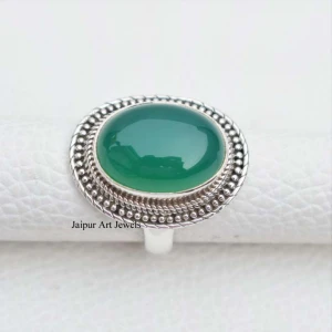 handmade mothers day  gemstone womens jewelry 925 sterling silver green onyx ring