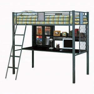 Heavy Duty School Furniture Dormitory Bed with Book Shelf Study Metal Bunk Bed