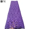 HFX Hot Latest Royal Blue Nigerian Embroidery Cord Lace Fabric African Guipure Lace with Sequins