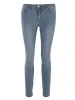 High fasion denim blue mid waist stretch women skinny jeans by high quality denim with hot fix stone  and emb