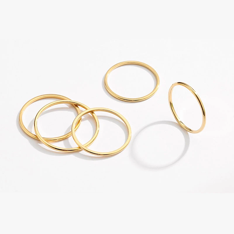 High Polished Classic18k Gold Plated Wedding Ring Thin ring little finger tail ring Stainless Steel