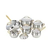 High quality apple shape stainless steel stock pot casserole cookware set with golden handle