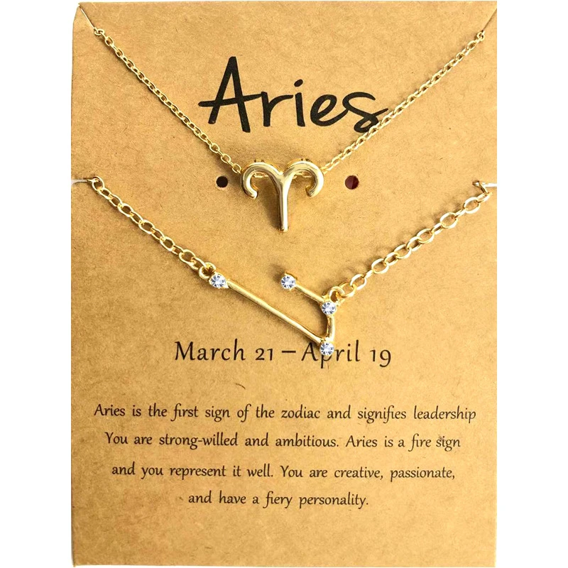 High Quality astrology zodiac sign necklace bracelet set diamond  vendors chain wholesale necklace jewelry