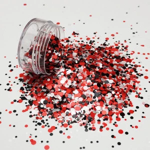 High Quality Bulk Wholesale matte red dots shape mixed glitter for arts and crafts supplies