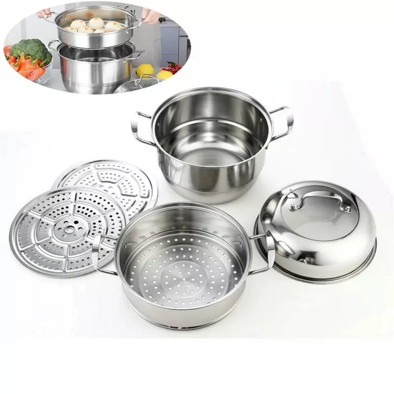High Quality Kitchen Multi-function Stainless Steel Cooking Pot Food Display Steamer Pot Set