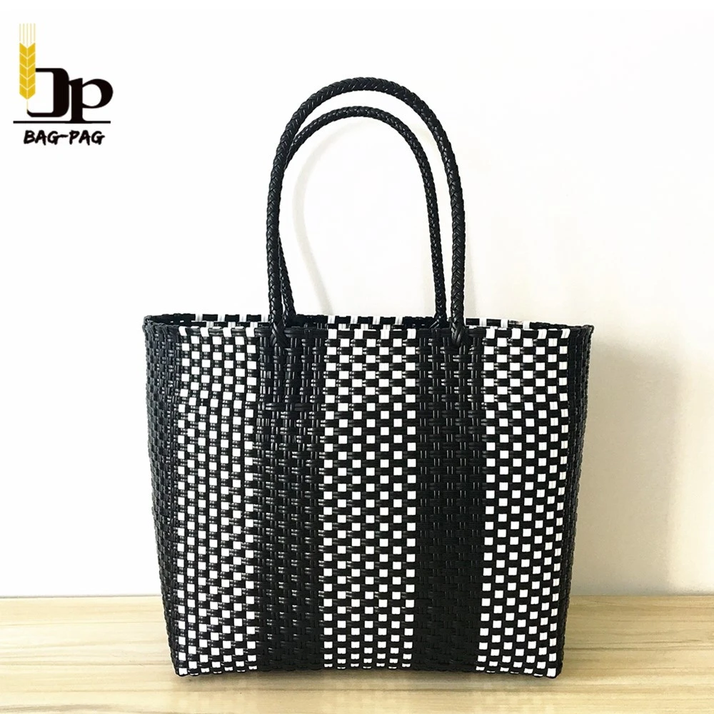 High Quality PP Hand Woven Vegetable Plastic Woven Basket For Shopping
