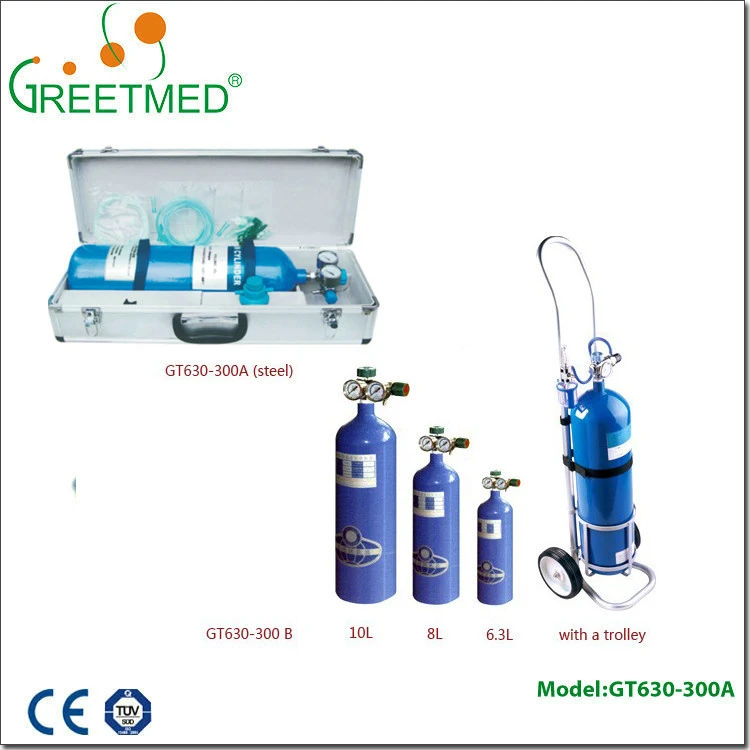 High quality steel small sizes 2L 3.2L 4L 6.3L 8L 10 liter portable mini medical oxygen cylinder with trolley