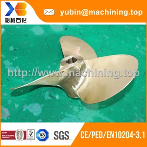 High speed fixed pitch marine 3 bladed brass propeller