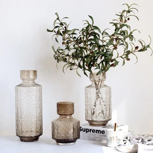 Home Decoration Murano Design Elegant Flower Luxury Embossed Bohemian Big Glass Flower Crystal Vase