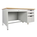 Home knock-down steel metal table office executive computer desk with drawer cabinet