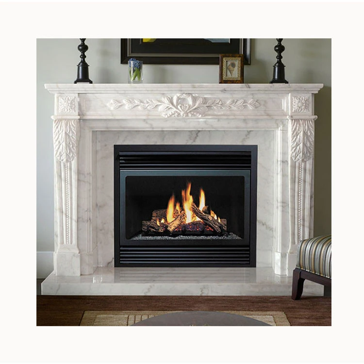 Home use Luxury cultured marble fireplace surround White Marble Fireplace Mantel for house
