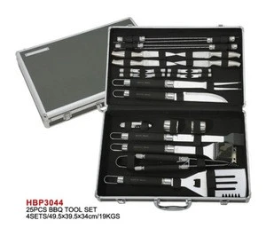 HONGHUI  25PCS outdoor bbq tool Set portable aluminum case stainless steel kitchen kit  HBP3044