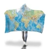 Hooded balnket map theme Eco-friendly digital printing geography department gift warm cloak cape wearable blanket