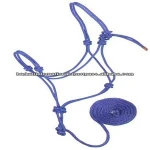 Horse rope halter with long lead