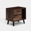 Hot MDF Mid Century Modern Luxury Nordic Rustic Brown Wood Bedroom Nightstand Bedside Table End Side Set Cabinet Drawers