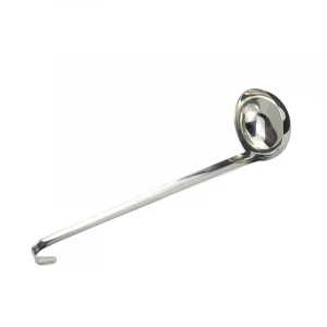hot sale kitchenware restaurant measuring soup ladle metal stainless steel soup ladle with long handle and hook