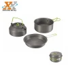 Hot sale Outdoor Portable Aluminium camping cookware set with foldable handle