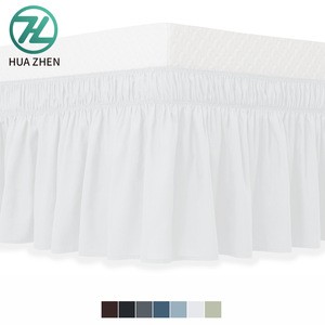 Hot sale plain dyed elegant soft white color hotel queen size fitted sheet bed skirt