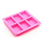 Hot sale silicone soap mold , 6 cavity silicone soap make tray , cake mold