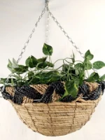 Hot Sale Wholesale Handmade Banana Leaf  Hanging Flower Basket Plant Pot   for Garden  Balcony Home Decoration