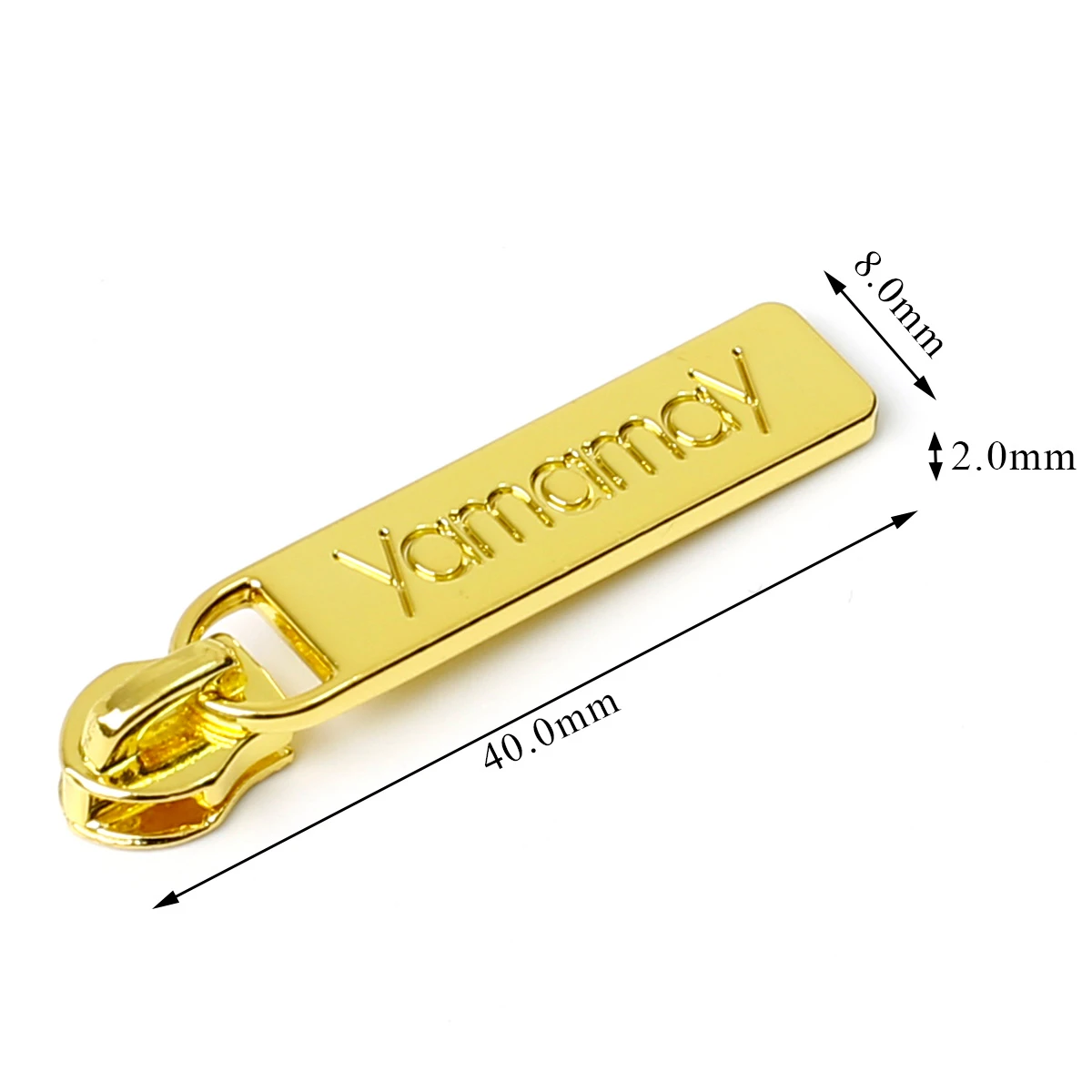 Hot Sell Handbag Accessories Engraved Zipper Slider,Light Gold  Logo Custom Zipper Puller Design
