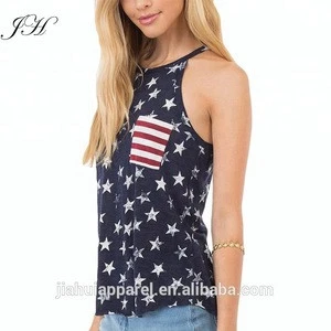 Hot selling American Flag Hollow Out Bowknot Camisole 4th of July Tank top