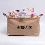 Hot Selling Foldable Large Jute Toy Storage Basket